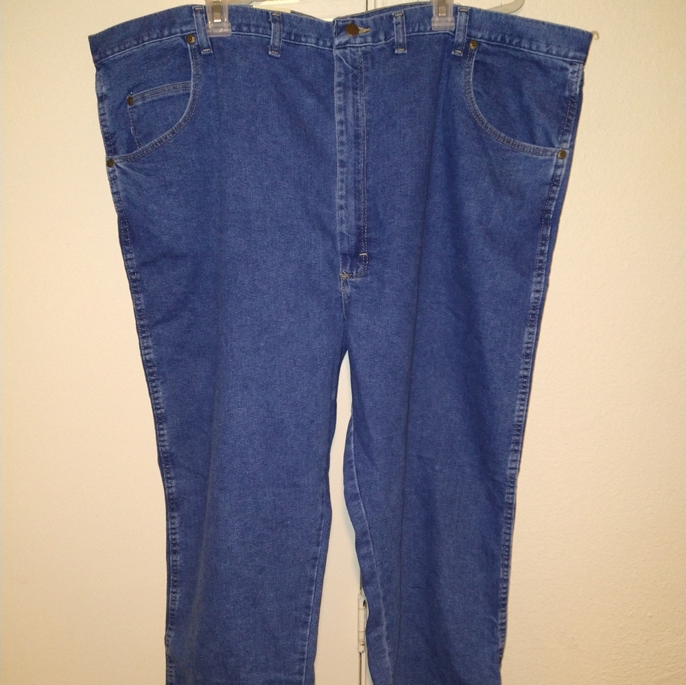 NWT Wrangler Rugged Wear Extensible Stretch Flex Denim Blue Jeans Men's sz 50x30